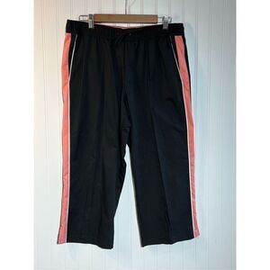 SB Track Pants Women Large Black And Pink Strips Athleisure Capris ClassicCore